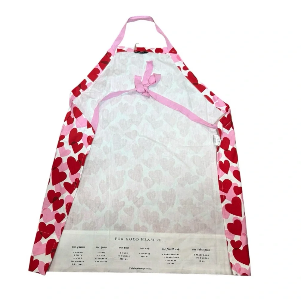 Kate Spade New York Heart Print Apron Pink Red Cotton Valentine NWT